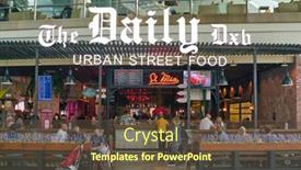  Presentation with international food - Slide set consisting of dubai-uae-circa-january-2019 background and a tawny brown colored foreground