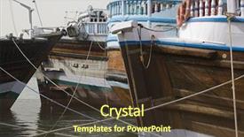  Presentation with vessels - Slide deck featuring dubai uae dhows old wooden sailing vessels are docked along the deira side of dubai creek background and a tawny brown colored foreground