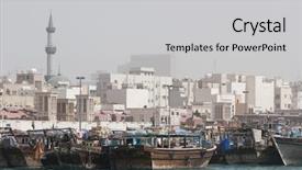  Presentation with dubai - Beautiful presentation featuring dubai uae dhows old wooden sailing vessels are docked along the deira side of dubai creek backdrop and a light gray colored foreground