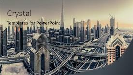  Presentation with uae - PPT layouts consisting of dubai-uae-downtown-business-skyscrapers background and a mint green colored foreground