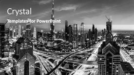  Presentation with uae - Presentation design enhanced with dubai-uae-downtown-business-skyscrapers background and a gray colored foreground