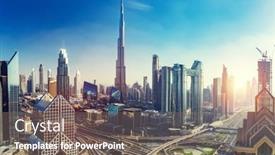  Presentation with uae - Presentation theme having dubai-uae-downtown-business-skyscrapers background and a gray colored foreground