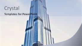  Presentation with khalifa - Slides having dubai-uae-february-16-burj background and a  colored foreground