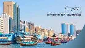  Presentation with emirates - Presentation theme consisting of dubai-uae-january-31-2020 background and a light blue colored foreground