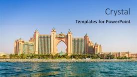 Presentation with dubai palm - Presentation theme with dubai-uae-march-31-2017 background and a light blue colored foreground