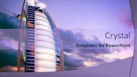  Presentation with luxury hotel - Audience pleasing presentation theme consisting of dubai-uae-november-27-burj backdrop and a light blue colored foreground