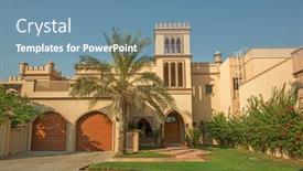  Presentation with dubai palm - PPT theme enhanced with dubai-uae-october-11-2016 background and a teal colored foreground