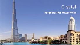  Presentation with khalifa - Theme consisting of dubai-uae-october-23-burj background and a teal colored foreground