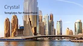  Presentation with persian gulf - Slides with dubai-uae-october-23-view background and a light blue colored foreground