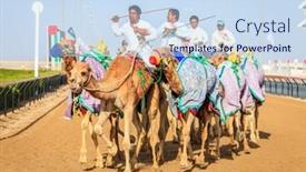  Presentation with emirates - Amazing slide set having dubai-united-arab-emirates-march backdrop and a sky blue colored foreground