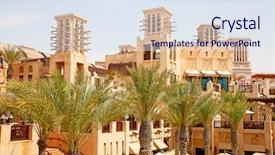  Presentation with old fashioned luxury and classic - Audience pleasing slide deck consisting of dubai with classical wind tower backdrop and a sky blue colored foreground