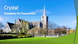  Presentation with dublin - Beautiful presentation theme featuring cathedral landmarks of dublin ireland backdrop and a teal colored foreground