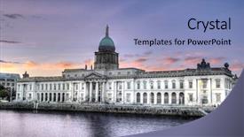  Presentation with dublin - Presentation design featuring customs house on the river background and a teal colored foreground