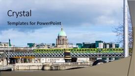  Presentation with dublin - Colorful presentation design enhanced with center and river liffey ireland backdrop and a light blue colored foreground