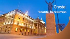  Presentation with dublin - Audience pleasing PPT theme consisting of famous university - jim larkin monument in dublin backdrop and a teal colored foreground