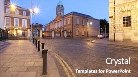  Presentation with dublin - Slide deck featuring northern entrance of dublin castle background and a violet colored foreground