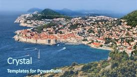  Presentation with dubrovnik - Presentation theme with dubrovnik fortress background and a ocean colored foreground