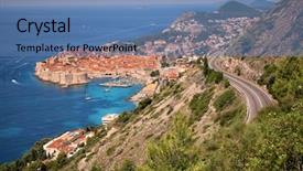  Presentation with dubrovnik - PPT theme consisting of dubrovnik old town along dalmatian background and a teal colored foreground