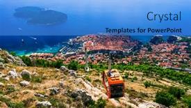  Presentation with old car - PPT layouts having dubrovnik-town-pearl-of-adriatic background and a light blue colored foreground