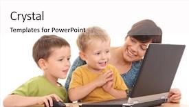  Presentation with mother and sons - Presentation theme featuring ducation - mother and two sons having background and a white colored foreground