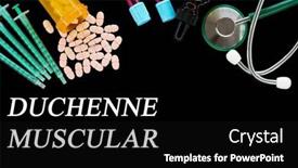  Presentation with medical pills - Slide set consisting of duchenne-muscular-dystrophy-text background and a  colored foreground