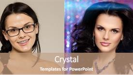  Presentation with ordinary - PPT layouts featuring skin care comparison portrait - nerd girl turns background and a coral colored foreground