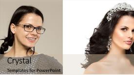  Presentation with ordinary - Slide deck featuring skin care comparison portrait - nerd girl turns background and a coral colored foreground