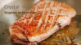  Presentation with breast - Presentation enhanced with duck-breast-on-the-pan background and a coral colored foreground