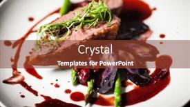  Presentation with breast - PPT theme having duck-breast-with-asparagus-purple background and a tawny brown colored foreground