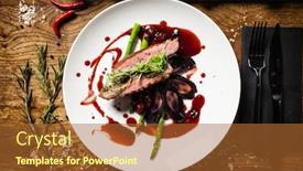  Presentation with modern food - Amazing PPT layouts having duck-breast-with-asparagus-purple backdrop and a red colored foreground