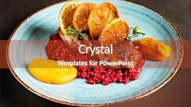  Presentation with sweet potato - Beautiful PPT theme featuring duck breast with barley backdrop and a tawny brown colored foreground