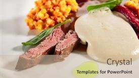  Presentation with carob - PPT theme consisting of duck-breast-with-carob-sauce background and a soft green colored foreground