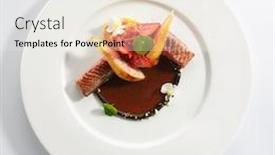  Presentation with pear - PPT layouts having duck-breast-with-stewed-pear background and a sky blue colored foreground