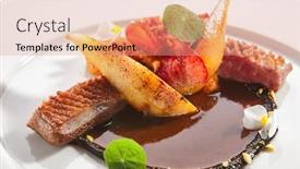  Presentation with breast - Audience pleasing slide set consisting of duck-breast-with-stewed-pear backdrop and a coral colored foreground