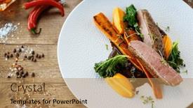  Presentation with sweet potato - Presentation theme consisting of duck-fillet-with-sweet-potato and a coral colored foreground