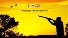  Presentation with duck - Slide deck featuring duck hunting - hunter backlit in the field background and a light gray colored foreground