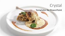  Presentation with quarter - Audience pleasing PPT theme consisting of duck-leg-confit-with-pearl backdrop and a white colored foreground