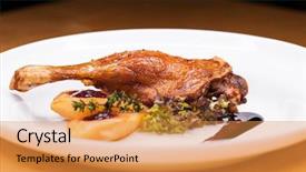  Presentation with duck - Colorful slides enhanced with duck leg with potatoes backdrop and a gold colored foreground