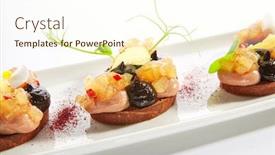  Presentation with french restaurant - Presentation theme with duck-pate-on-toasted-bread background and a cream colored foreground