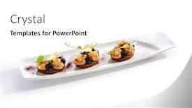  Presentation with french restaurant - Slides featuring duck-pate-on-toasted-bread background and a white colored foreground