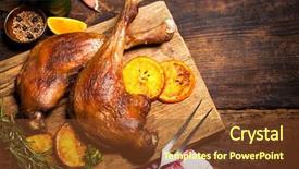  Presentation with spices - Colorful presentation theme enhanced with duck restaurant - roasted goose legs with oranges backdrop and a tawny brown colored foreground