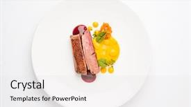  Presentation with sweet potato - Cool new presentation design with duck with sweet potato puree backdrop and a lemonade colored foreground