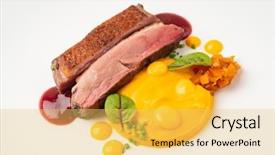  Presentation with sweet potato - Amazing presentation having duck with sweet potato puree backdrop and a yellow colored foreground