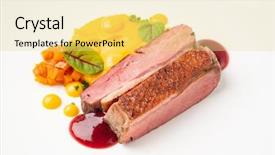  Presentation with sweet potato - Presentation featuring duck with sweet potato puree background and a blonde colored foreground