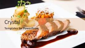  Presentation with pear - Presentation design consisting of ducks - roasted duck with pear marinated background and a yellow colored foreground