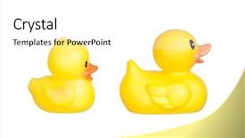  Presentation with plastic - Audience pleasing theme consisting of duckyu - family of yellow plastic ducks backdrop and a white colored foreground