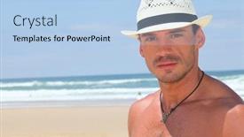  Presentation with straw - Presentation theme with dude-in-a-straw-hat background and a light blue colored foreground