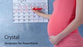  Presentation with baby color - Slide set featuring due - young pregnant woman counting days background and a teal colored foreground