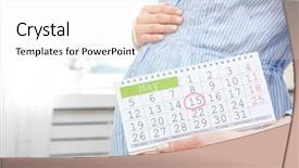  Presentation with pregnant - Presentation design having due - young pregnant woman holding calendar background and a white colored foreground