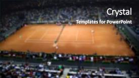  Presentation with sports arena - Presentation enhanced with duel - blurred background of clay tennis background and a dark gray colored foreground